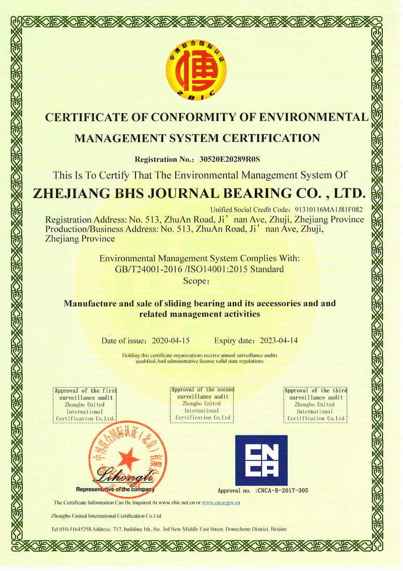 Certificato ISO14001-2015